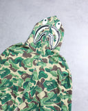 BAPE Forest Green Camo Leather Shark Full Zip Hoodie