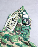 BAPE Forest Green Camo Leather Shark Full Zip Hoodie