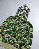BAPE Green Camo Shark Full Zip Up Hoodie