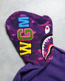 BAPE Purple Camo Shark Zip Up Hoodie