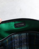Balenciaga 2018 Navy Plaid Wool Cabas Tote Bag