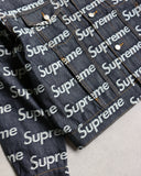 Supreme Jacquard Logos Denim Trucker Jacket Raw Denim