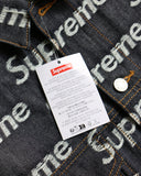 Supreme Jacquard Logos Denim Trucker Jacket Raw Denim