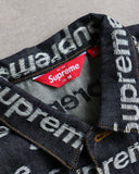 Supreme Jacquard Logos Denim Trucker Jacket Raw Denim
