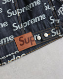 Supreme Jacquard Logos Denim Trucker Jacket Raw Denim