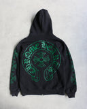 Chrome Hearts Thermal Lined Green Horseshoe Zip Up Hoodie