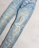 Amiri Bandana Bleach Stained Distressed Skinny Denim Jeans