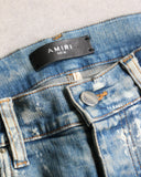 Amiri Bandana Bleach Stained Distressed Skinny Denim Jeans