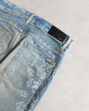 Amiri Bandana Bleach Stained Distressed Skinny Denim Jeans
