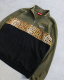 Supreme Paneled Leopard Quarter Zip Sweatshirt