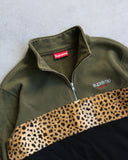 Supreme Paneled Leopard Quarter Zip Sweatshirt