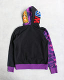 BAPE Shark Zip Up Purple Camo Hoodie
