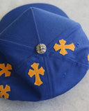 Chrome Hearts CH Embroidered Yellow Cross Patch Navy Baseball Cap