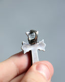 Chrome Hearts Pave Diamond Double Cross CH .925 Silver Pendant
