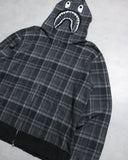 BAPE Comme Des Garcons Osaka Exclusive Plaid Zip Up Shark Hoodie