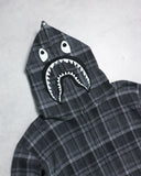 BAPE Comme Des Garcons Osaka Exclusive Plaid Zip Up Shark Hoodie
