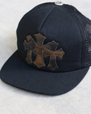 Chrome Hearts Triple Cross Camo Leather Trucker Cap