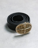 Chrome Hearts Oval .925 Bronze Belt Buckle / Leather Belt Strap