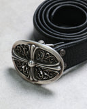 Chrome Hearts Oval .925 Silver Belt Buckle / Leather Belt Strap