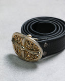 Chrome Hearts Oval .925 Bronze Belt Buckle / Leather Belt Strap