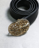 Chrome Hearts Oval .925 Bronze Belt Buckle / Leather Belt Strap