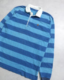 BAPE 2008 Ape Patch Stripe L/S Rugby Polo