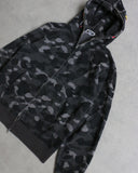 BAPE Black Camo Shark Zip Up Hoodie