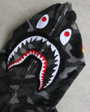 BAPE Black Camo Shark Zip Up Hoodie