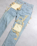 Val Khristopher Sample Patchwork Straight Leg Denim Jeans