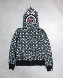 BAPE Polka Dot Camo Zip Up Shark Hoodie