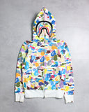 BAPE Multi Camo Shark Zip Up Hoodie