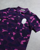 BAPE 2012 Purple Camo Ape Head S/S Polo Shirt - The Archive AU