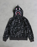 BAPE Black Camo Shark Zip Up Hoodie - The Archive AU