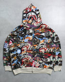 BAPE Patch Camo Shark Zip Up Hoodie - The Archive AU