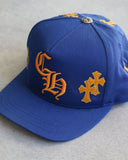 Chrome Hearts CH Embroidered Yellow Cross Patch Navy Baseball Cap - The Archive AU