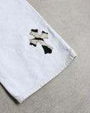 Chrome Hearts London Exclusive Levi's 501 Zebra / Green Leather Cross Patch Denim Jeans - The Archive AU