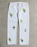 Chrome Hearts London Exclusive Levi's 501 Zebra / Green Leather Cross Patch Denim Jeans - The Archive AU