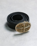 Chrome Hearts Oval .925 Bronze Belt Buckle / Leather Belt Strap - The Archive AU