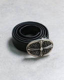 Chrome Hearts Oval .925 Silver Belt Buckle / Leather Belt Strap - The Archive AU